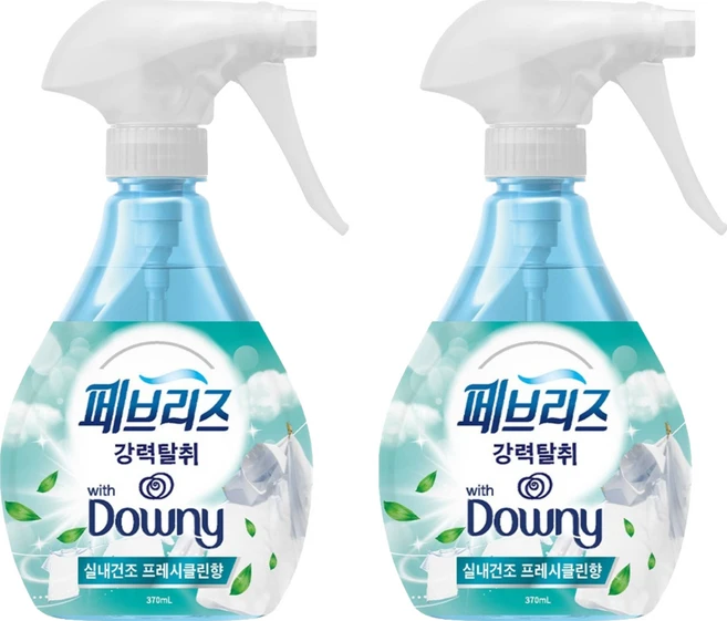 페브리즈 다우니 섬유탈취제 실내건조 프레시클린향 본품, 370ml, 2개 - 쿠팡