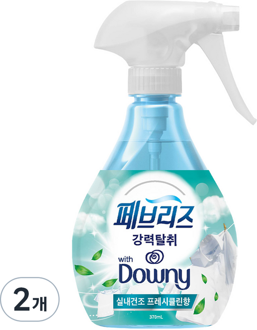 페브리즈 다우니 섬유탈취제 실내건조 프레시클린향 본품, 370ml, 2개