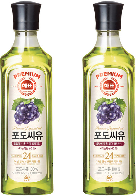 해표 포도씨유, 500ml, 2개