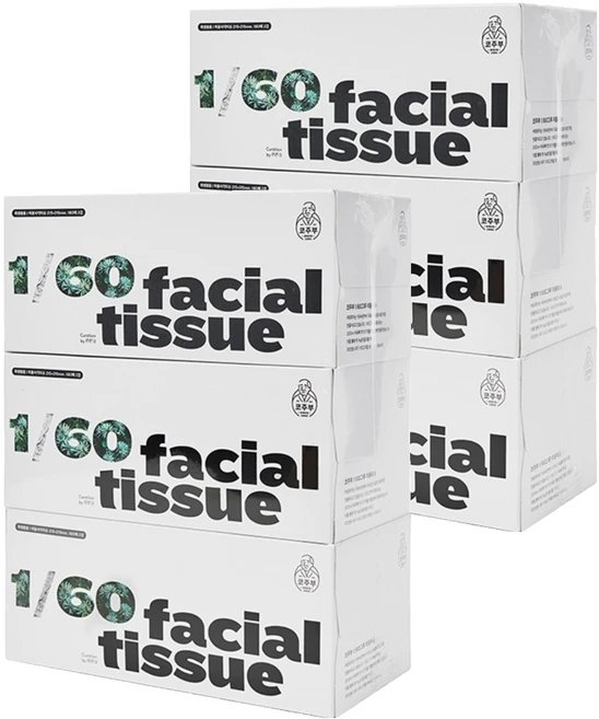 부림제지 코주부 60분의 1그루 미용티슈 2겹, 180매, 6개 - 쿠팡