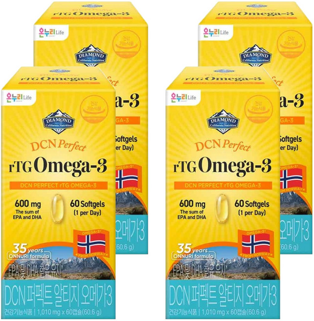 다이아몬드캘리포니아뉴트리션 DCN 퍼펙트 알티지 오메가3, 4개, 60정