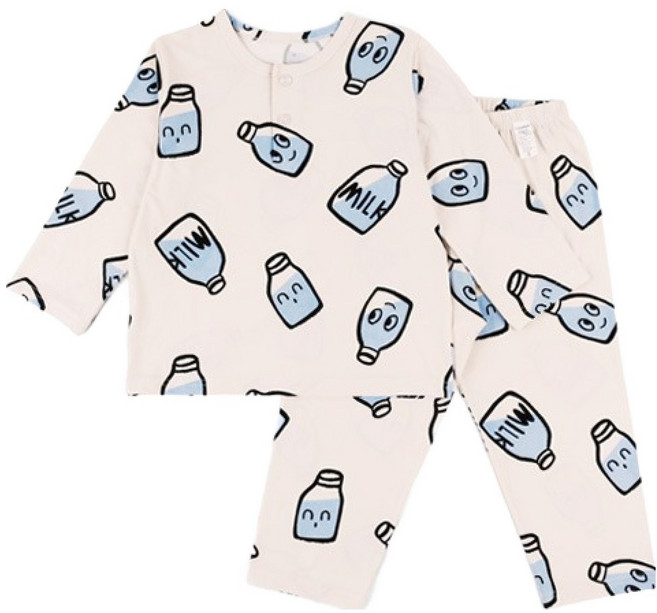 메이키즈 아동용 큐트밀크 피치기모파자마 상하세트