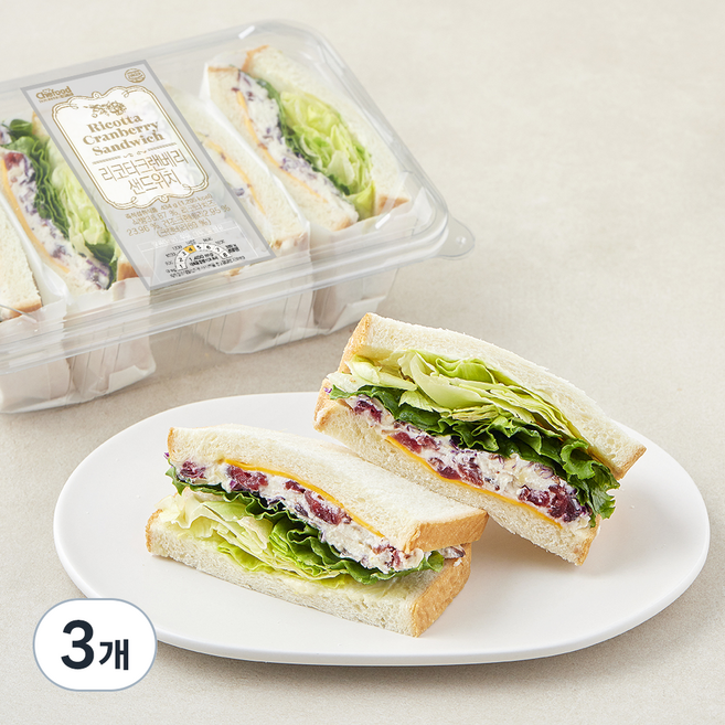 쉐푸드 리코타크랜베리 샌드위치, 434g, 3개