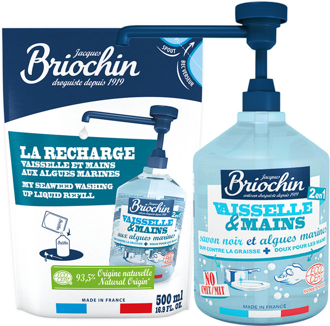 브리오신 식품용 기구 용기용 주방세제 500ml + 리필 500ml, 1세트