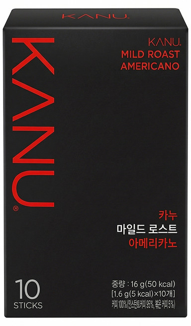 KANU 經典美式黑咖啡 mild roast, 1.6g, 10條, 1盒
