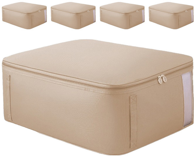 리빙공감 대용량 의류 이불 수납 정리 파우치, 아이보리, 5개