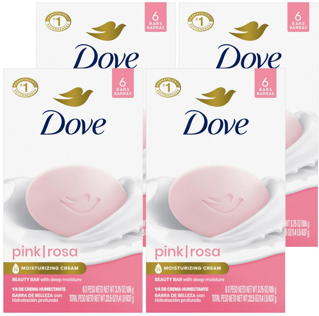 Dove 多芬 深層保濕柔膚香皂 粉紅玫瑰香, 106g, 24個