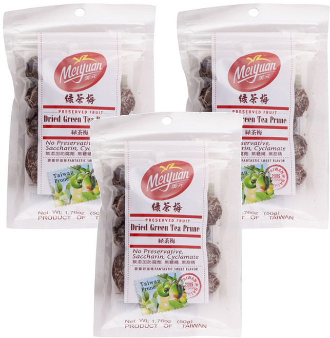 美元蜜餞 甜蜜袋系列 綠茶梅, 50g, 3包