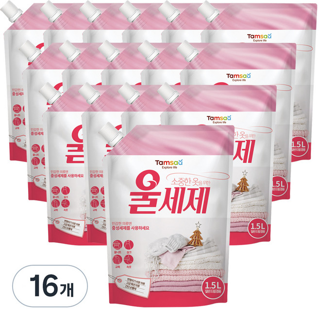 탐사 울세제 중성세제 리필, 1.5L, 16개