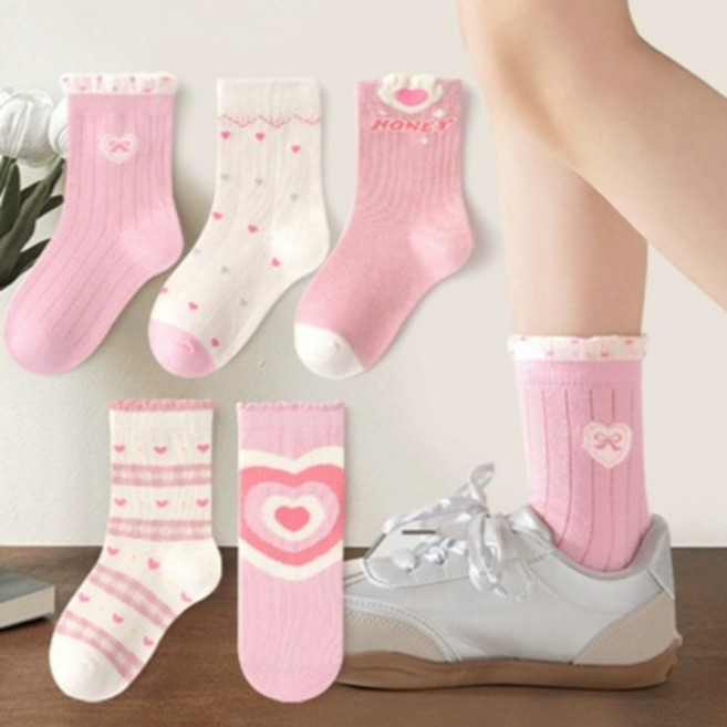비단길 타겟하트 허니핑크 양말 5켤레 세트