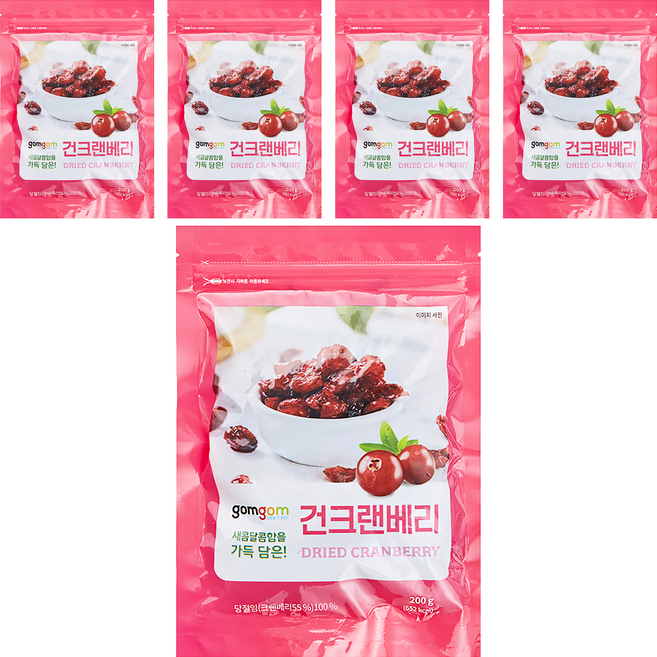 gomgom 蔓越莓乾, 5包, 200g