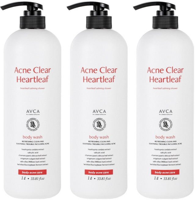 아브카 아크네 클리어 어성초 바디워시, 3개, 1L