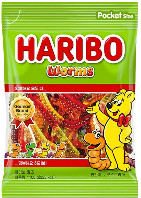 하리보 웜즈 젤리, 100g, 1개