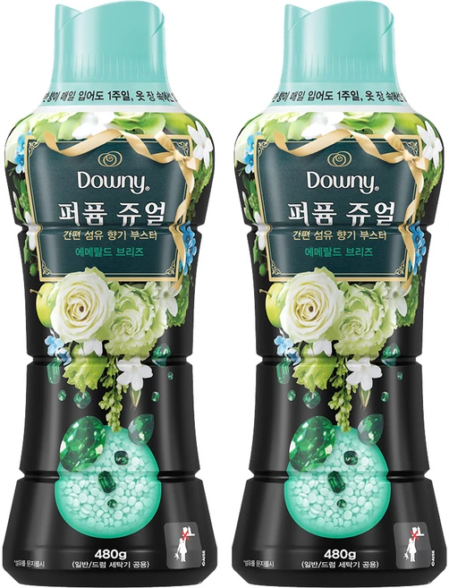 다우니 퍼퓸 쥬얼 에메랄드 브리즈 향기부스터, 480g, 2개 - 쿠팡