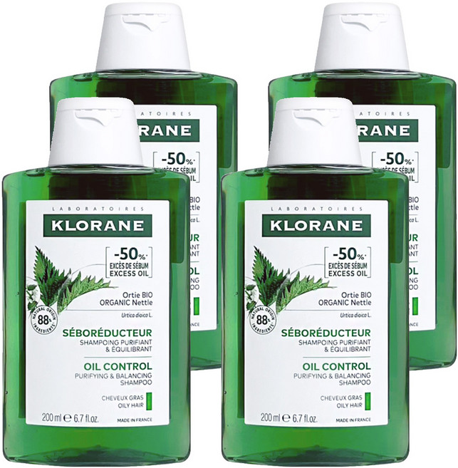 KLORANE 蔻蘿蘭 控油洗髮精, 200ml, 4瓶