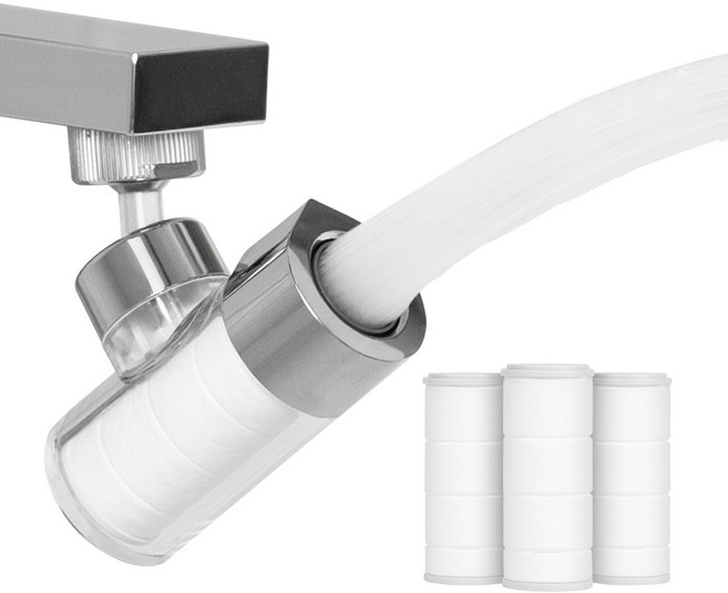 해피달링 시그니처 워터탭 세면대 필터 수전 + 필터 3P 세트, 클리어 실버, 1세트