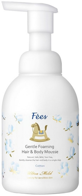 Fees BEBE 嬰兒洗髮沐浴泡泡 清新舒棉香, 400ml, 1瓶