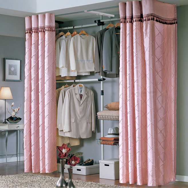 가화홈시스 고급 3단 바구니형 드레스룸 행거 커튼, D바이올렛