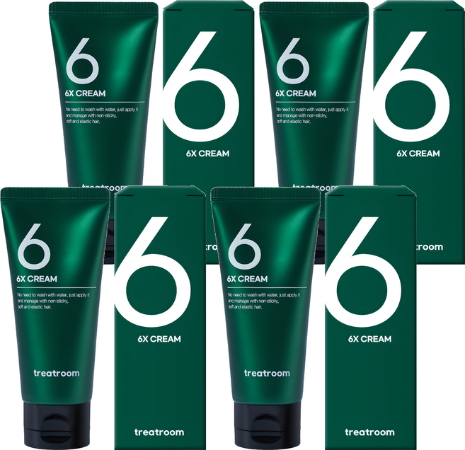 treatroom 6X免沖洗修護霜髮乳, 4個, 100ml