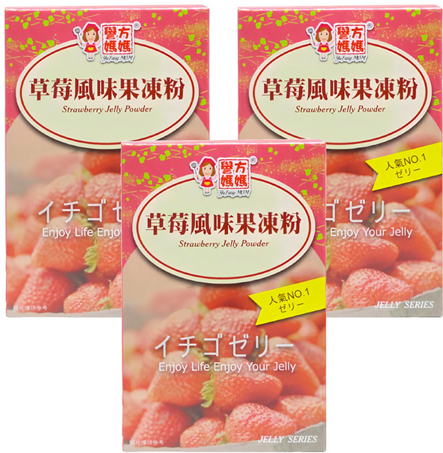 譽方媽媽 草莓風味果凍粉, 100g, 3盒