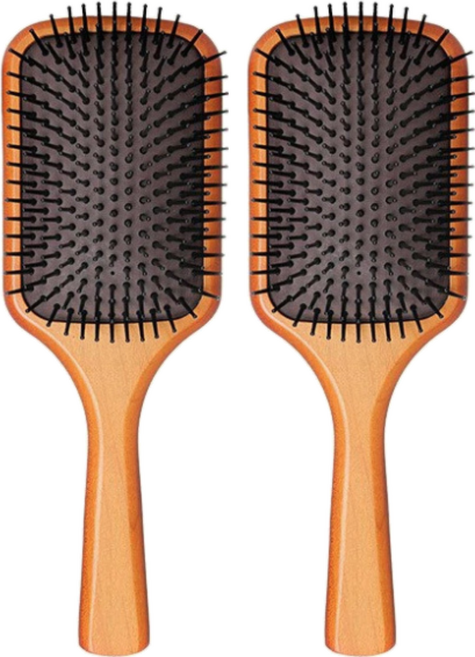 사하라 우든 헤어 두피마사지 브러쉬 기본, 혼합색상, 2개