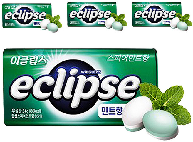 eclipse 易口舒 無糖薄荷錠 綠薄荷口味, 4盒, 34g