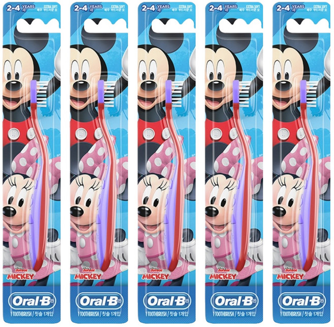 오랄비 스테이지스 미키마우스 영유아 칫솔 2단계, 랜덤 발송, 1개입, 5개