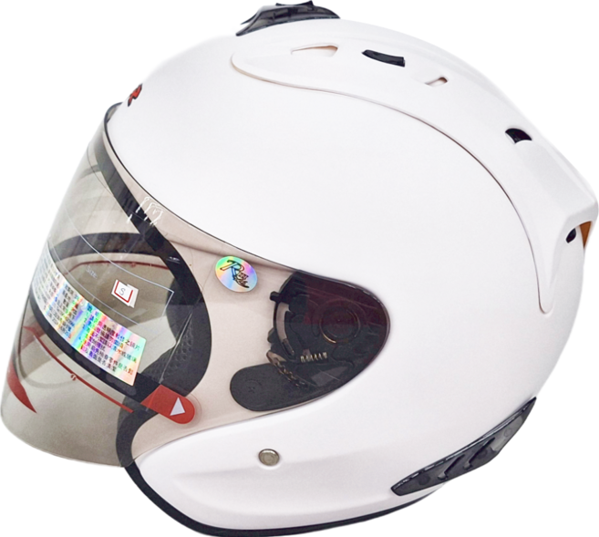 FIGHTER R3A6 普通型露臉式機車用防護頭盔 含一層護目鏡, 消光白