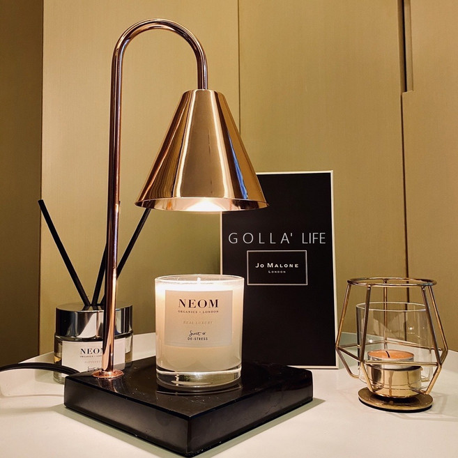 大理石融蠟燈 定時 + 調光款, 玫瑰金 + 黑大理石