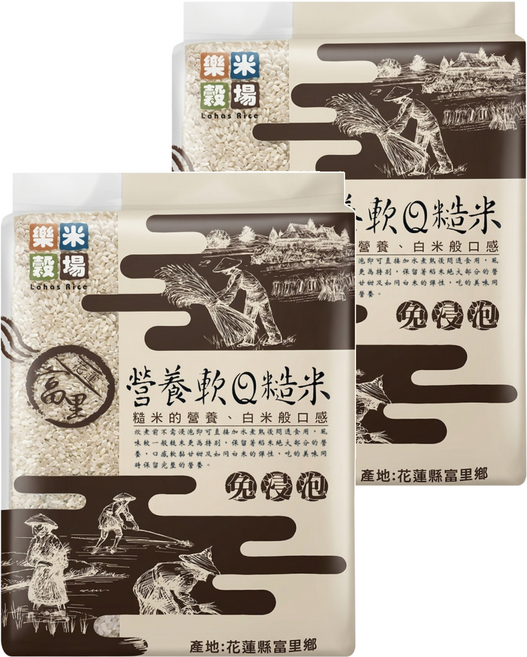 樂米穀場 花蓮富里軟Q糙米, 2.5kg, 2包
