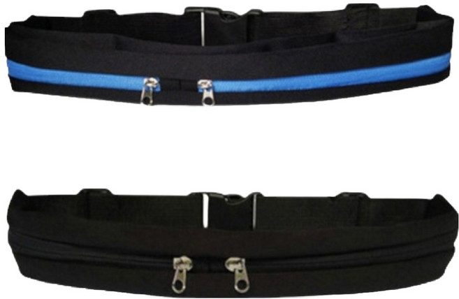 링크코드 스포츠 슬림 더블 허리백, 블랙, 블루, 2개