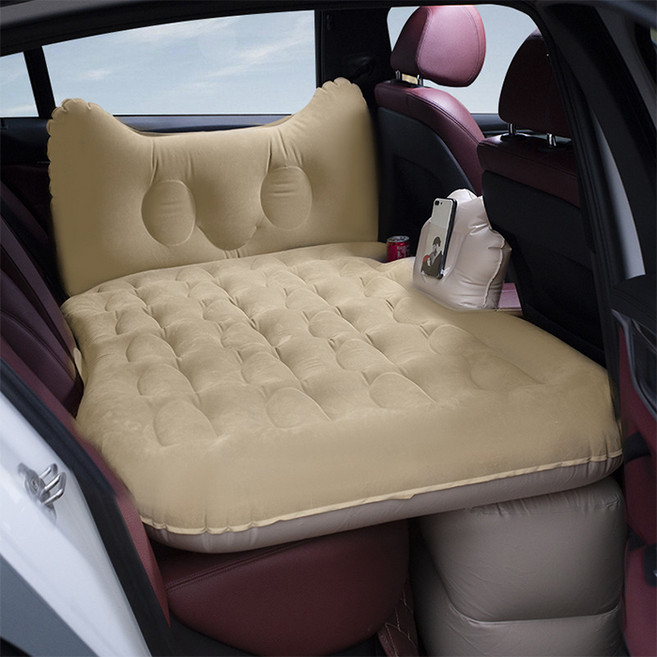 ARYKO 車泊貓咪頭枕型充氣床墊組, 1套, 米色