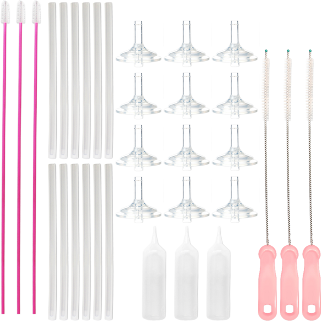 하이비 교체용 빨대 꼭지 4p + 빨대 4p + 세척솔 2p + 에어펌프 세트 6개월이상, 3개, 투명