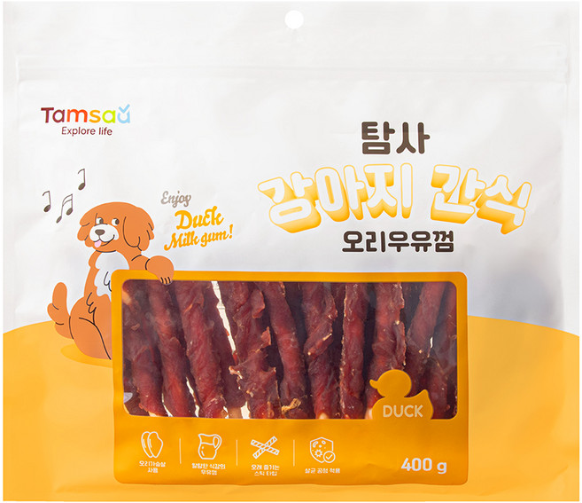 탐사 강아지 오리우유껌 간식, 400g, 1개, 오리우유맛