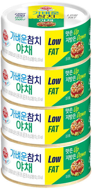 오뚜기 가벼운 참치 야채, 135g, 4개