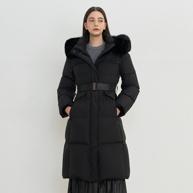 에이비에프지 여성용 폭스퍼 벨티드 롱 구스 다운 AFZ4MD01