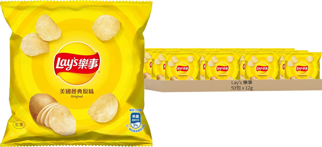 Lay's 樂事 洋芋片 美國經典原味, 12g, 50包