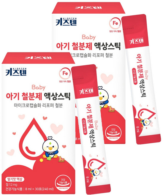 키즈텐 아기 철분제 액상스틱, 240ml, 2개