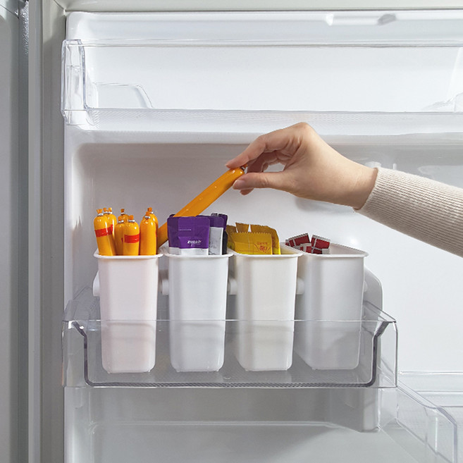 나우필 연결형 냉장고 정리 수납 트레이, 화이트, 4개