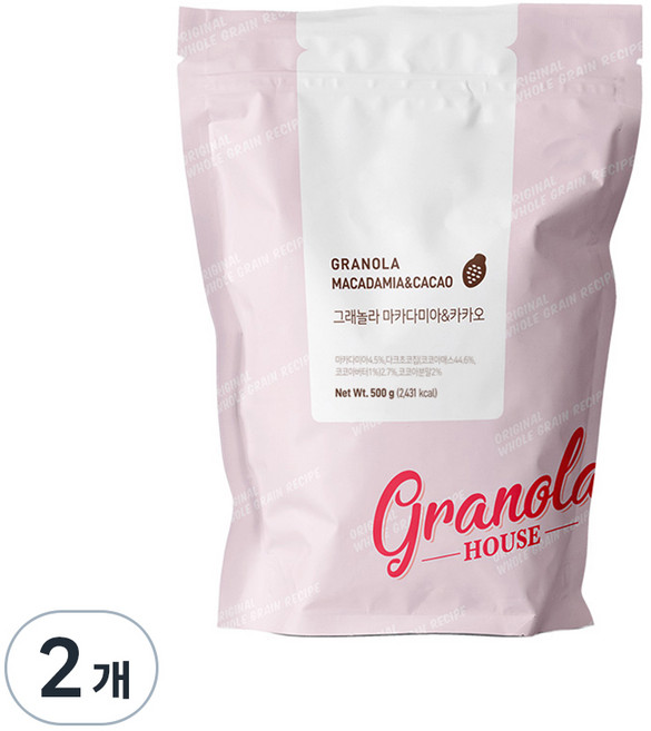 그래놀라하우스 리필용 그래놀라 마카다미아 앤 카카오, 500g, 2개