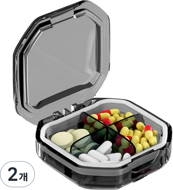 새봄리빙 4구 알약케이스 그레이, 2개