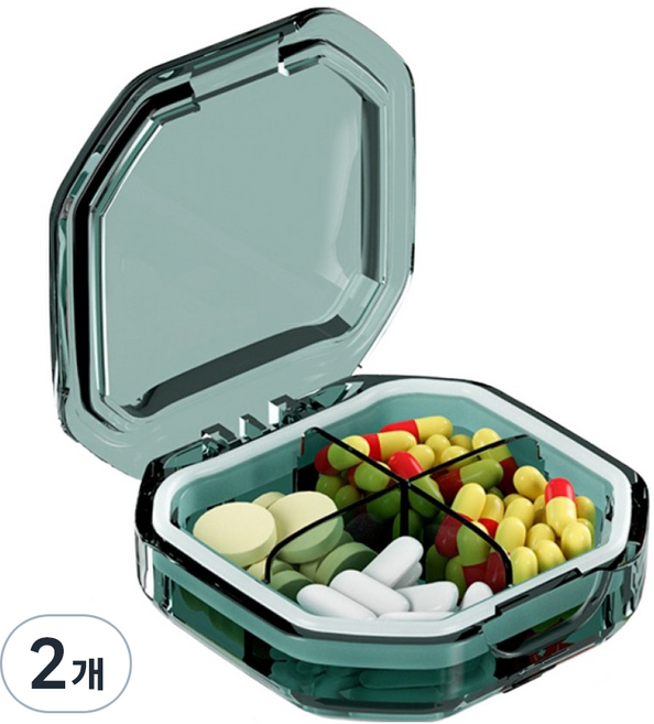 새봄리빙 4구 알약케이스 그린, 2개
