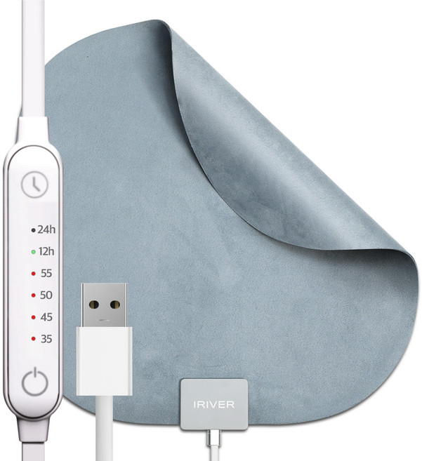 아이리버 휴대용 USB 엉뜨 온열 전기방석 IHP-270U, 애쉬그레이, 270 x 270 mm