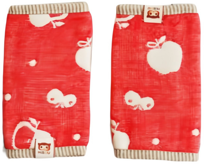 HiBOU 喜福 6重紗背帶口水巾 日本6重紗原料 適合皮膚敏感的寶貝 方便清洗, 0歲以上, 平安小蘋果 紅色 + 米色, 2條, 1組