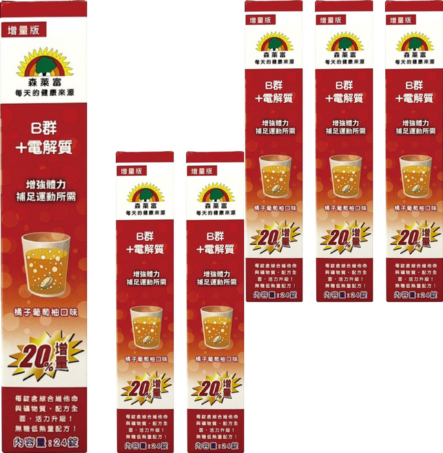 SUNLIFE 森萊富 B群+電解質發泡錠, 24顆, 96g, 6盒