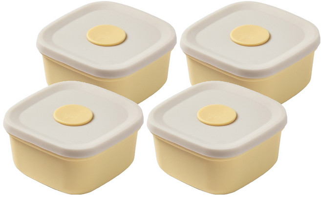 키친팩토리 실리콘 밥팩, 4개, 아이보리+옐로우버터