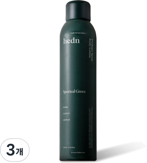 hedn 퍼퓸 스프레이 바디로션 스포틸그린, 250ml, 3개