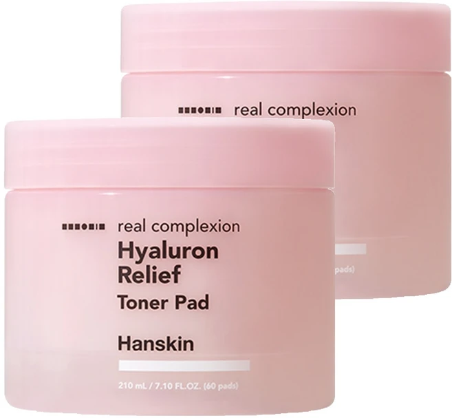 한스킨 리얼 컴플렉션 히알루론 릴리프 토너 패드 210ml, 60매입, 2개 - 쿠팡