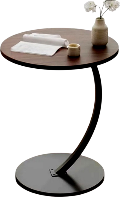 簡易圓形茶几, 胡桃木 + 黑架