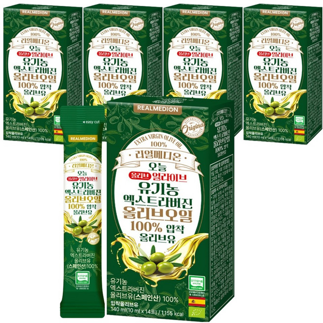 리얼메디온 오늘 유기농 엑스트라버진 올리브유 스틱 14p, 140ml, 5개